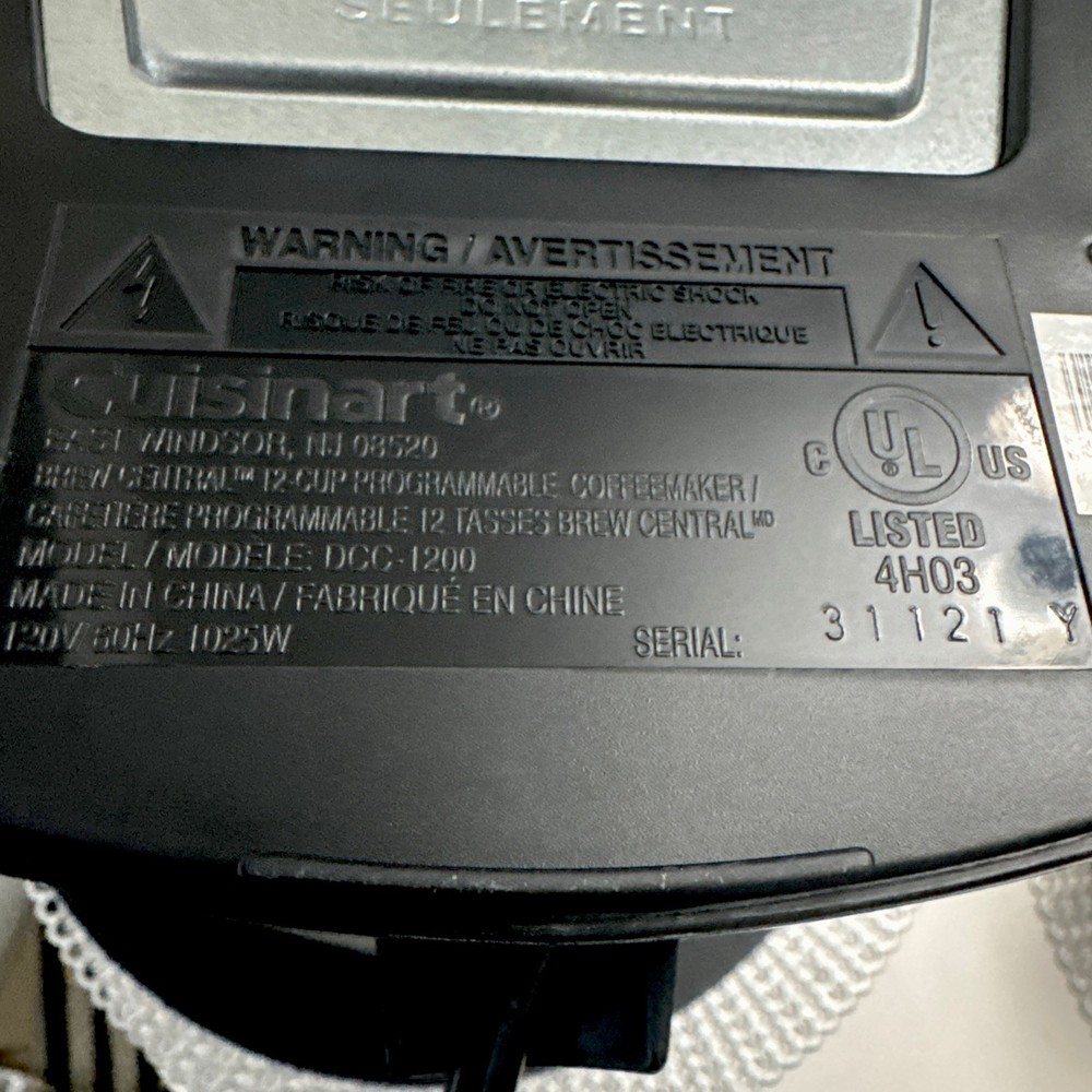 Cuisinart DCC1200 12 Cup Coffee Maker Machine Programmable Self Cleaning TESTED