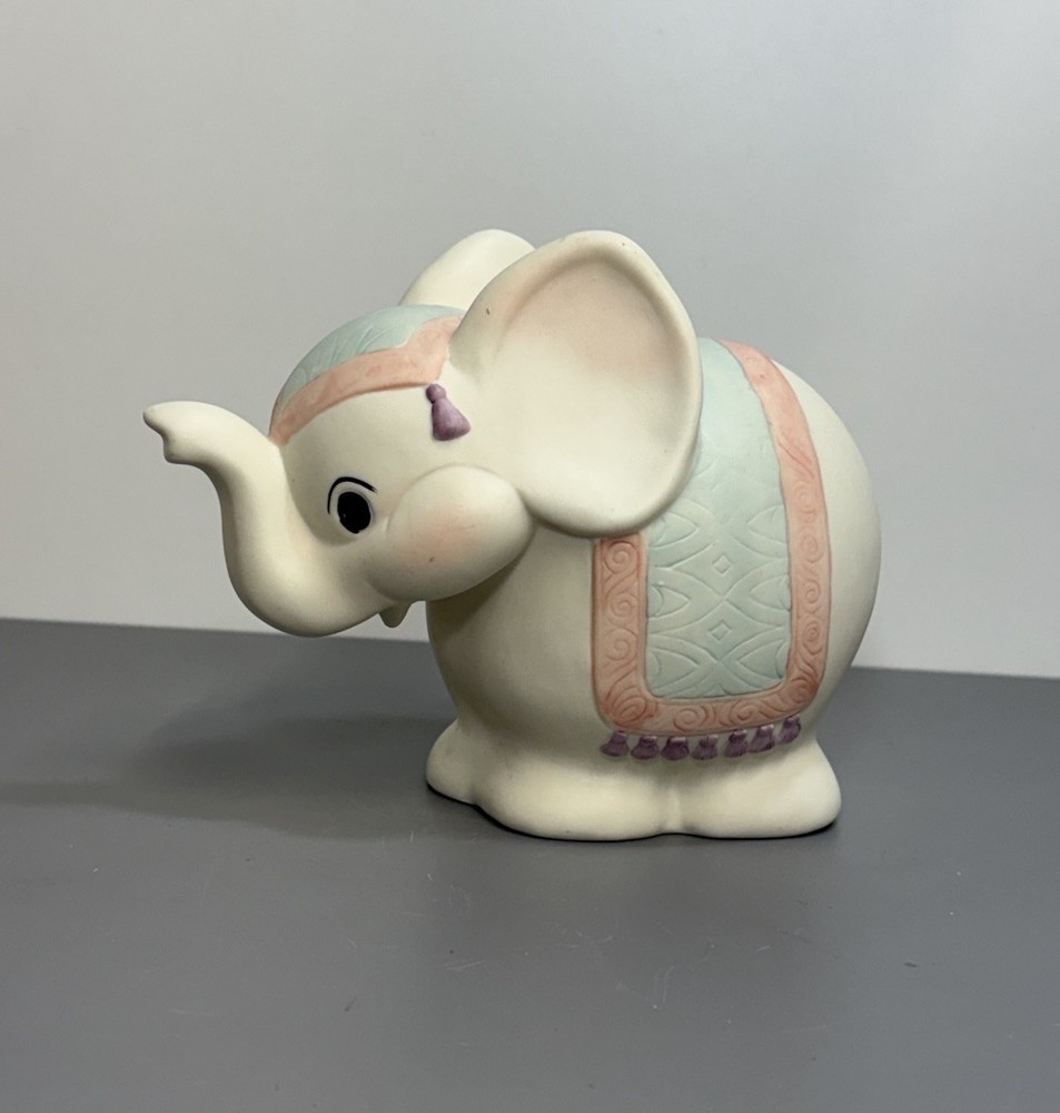 Circus Elephant Ceramic Bisque Vintage Light Up Night Light Nursery Decor