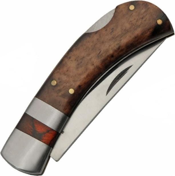 Pocket Knife | 3in Folding Blade Brown Bone Handle Lockback + Leather Sheath