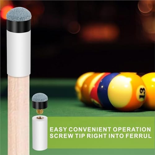 10 Sets Billiard Cues Tips Replacement with White Pool Cue Stick Ferrules,