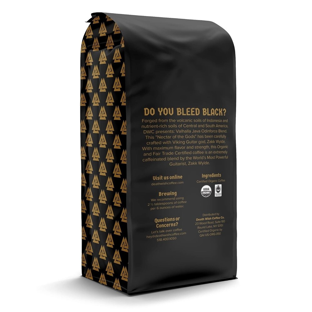 Death Wish Coffee Valhalla Java Dark Roast Ground Coffee 12Oz Bold & Intense NEW