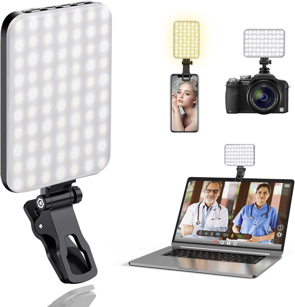 60 LED Portable Light w Clip & Camera Tripod Adapter Rechargeable,3 Light Modes
