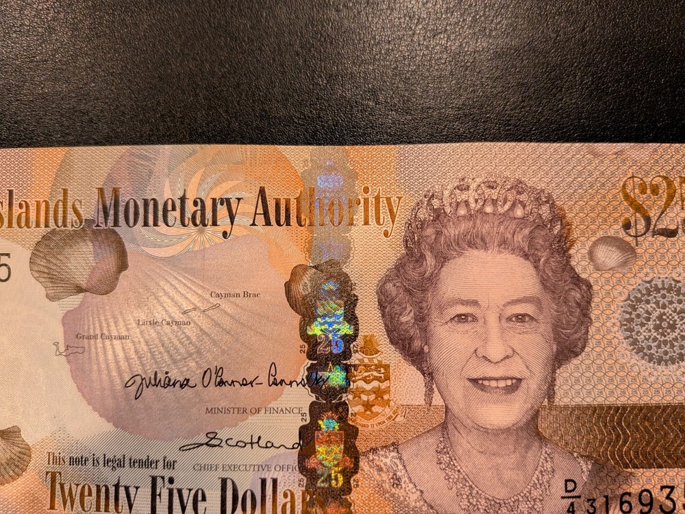 Cayman Islands $25 D4 Banknote (2024) D/4 Error note