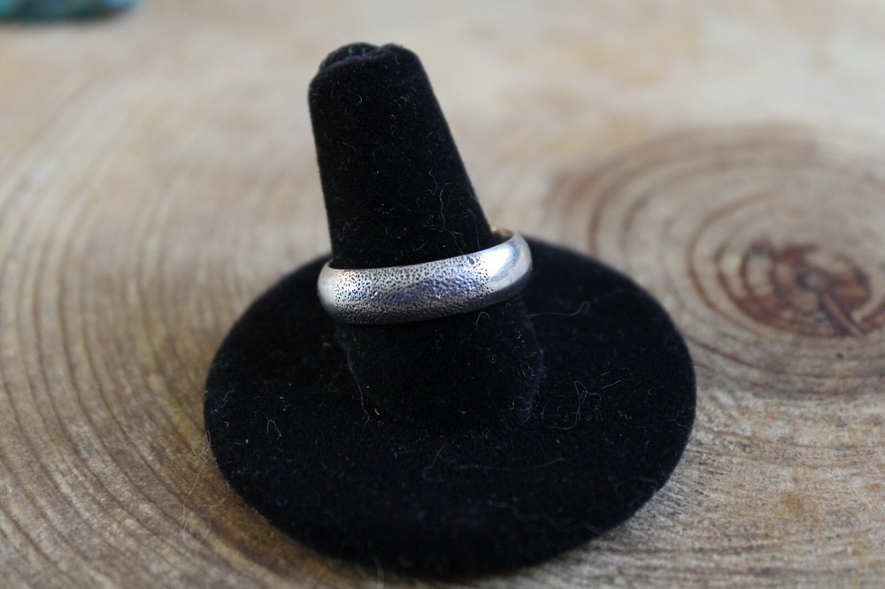 Textured & SmoothSterling Silver Band Ring with Lines Design size 10