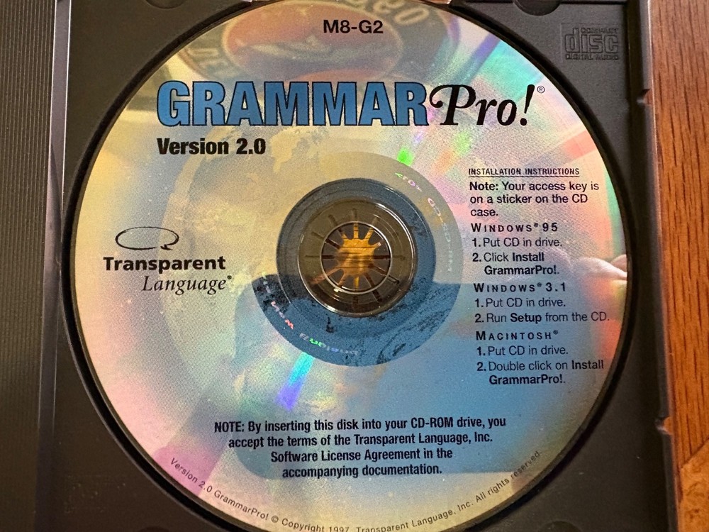 Transparent Language Grammar Pro! v2.0 CD Software 1997