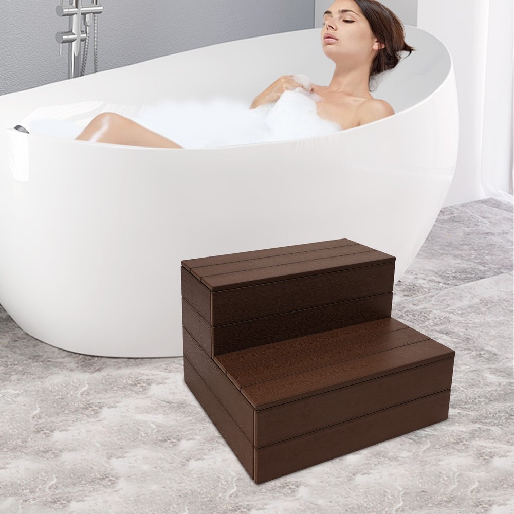 2-Step Hot Tub Stair Multi-function Bathtub Stepping Tool for Indoor/Outdoor Use