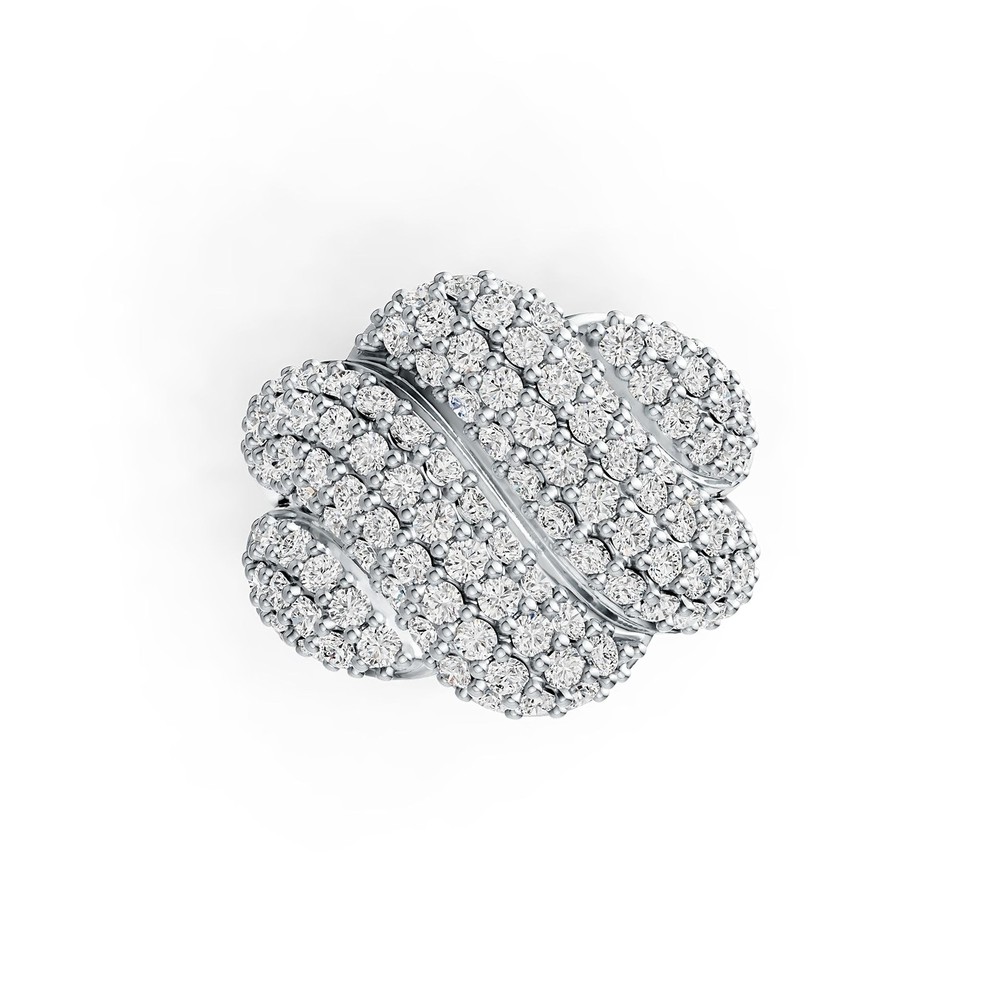 Sterling Silver Multi-Row Wave Ring with White Topaz or Moissanite