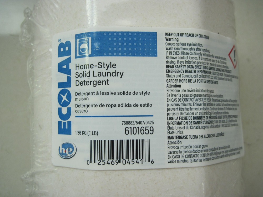 (4) Ecolab Home-Style Solid Laundry Detergent (6101659) 3 lbs.each