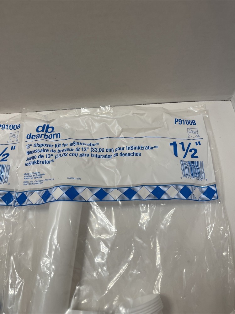 Dearborn P9100B 1-1/2" Plastic Disposer Disposal Kit White Sealed 2 Pkg