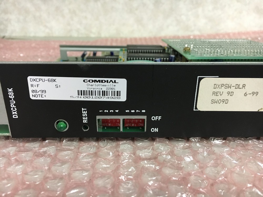 Comdial DXCPU-68K w/rev. 9D DXPSW-DLR Central Processor Circuit Card