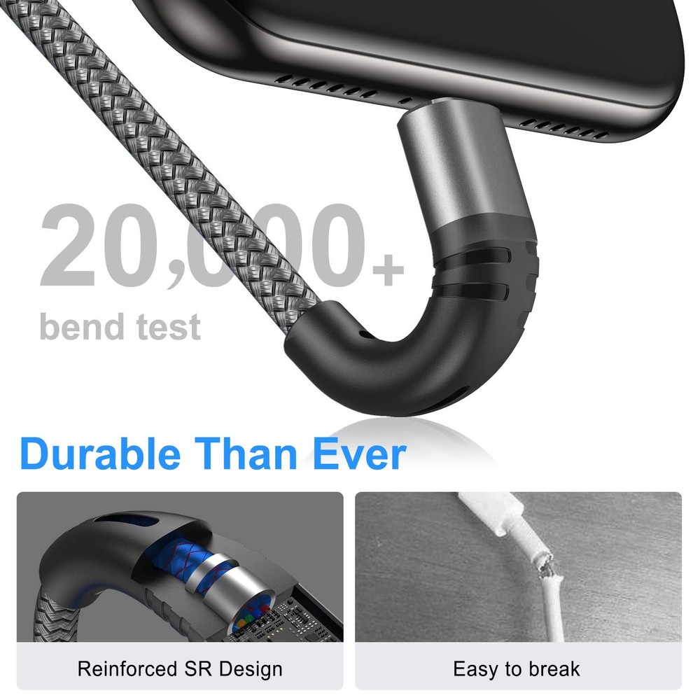 Micro USB Cable 10ft Android Phone Charger 2-Pack Extra Long 10foot, silver