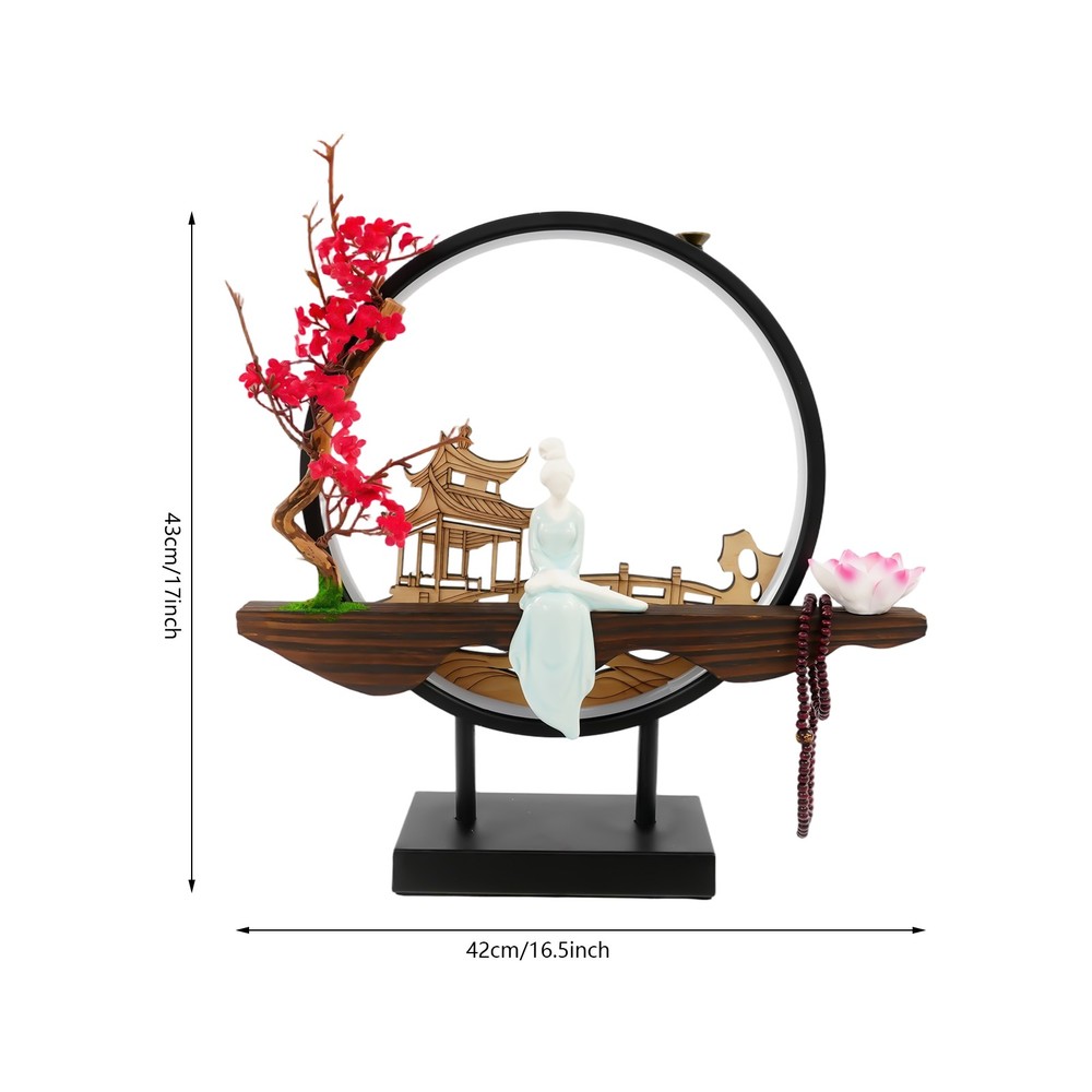 Backflow Incense Holder w/LED Light, Ceramic Backflow Incense Burner for Home