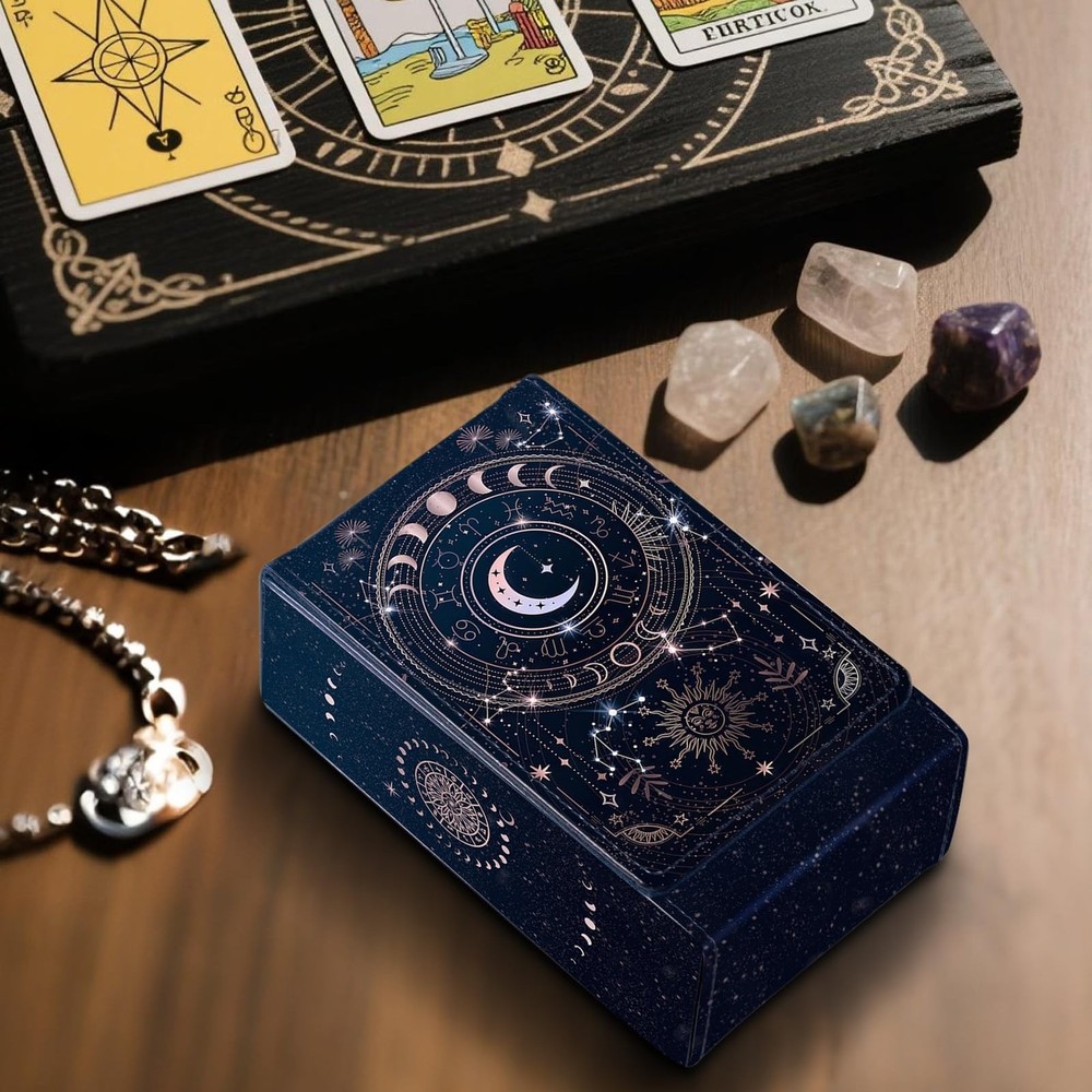 Tarot Card Holder Case, Sun and Moon Pattern Design Leather TarotDeck Storage...