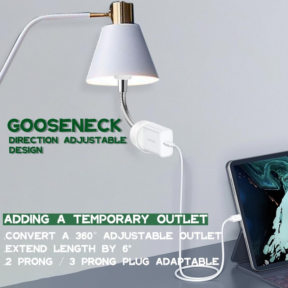 3 Prong Outlet Light Socket Adapter,Light Bulb to Outlet Socket Adapter with ...