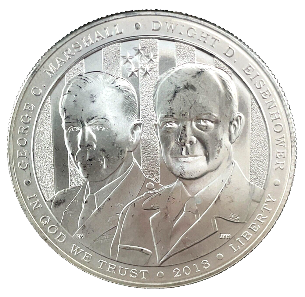 2013 W 5 Star General Silver Dollar Eisenhower-Marshall Commemorative BU/UNC
