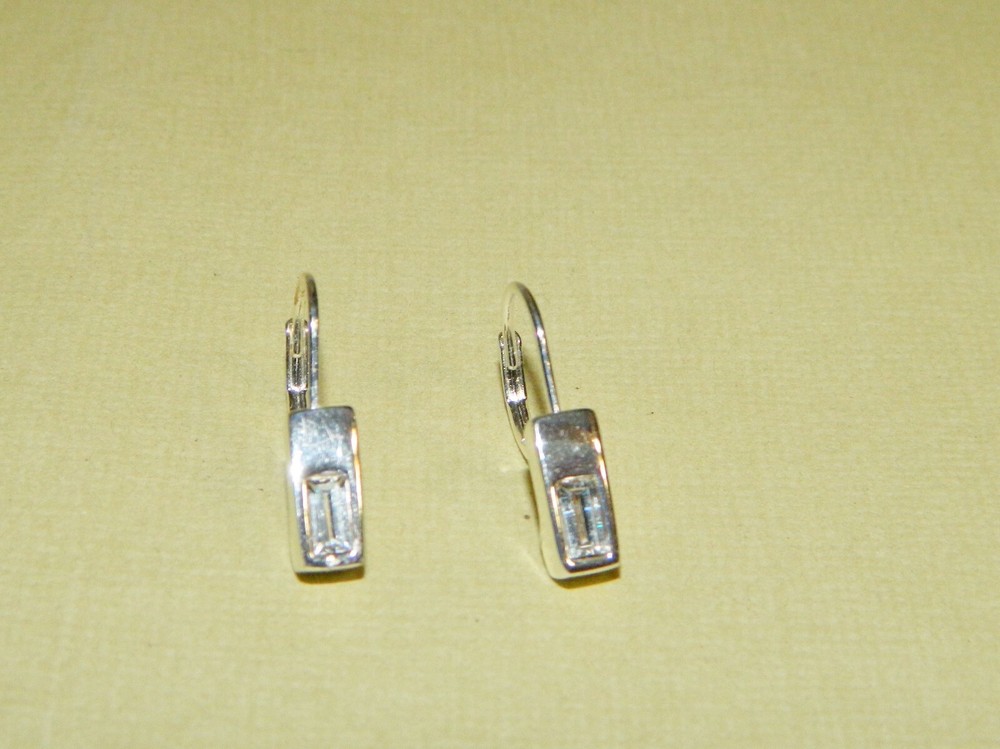 Simple & Elegant Silvertone & Clear Rhinestone Pierced Earrings
