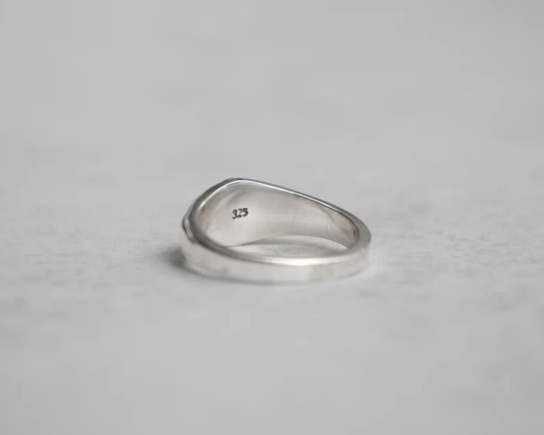 Solid 925 Sterling Silver Celestial Starburst North Star Signet Band Unisex Ring
