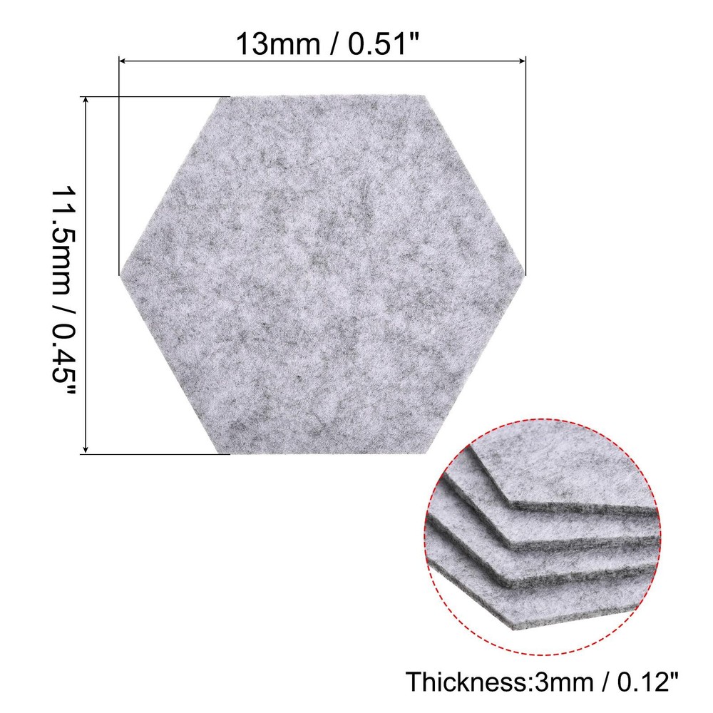 Felt Coasters 4pcs Hexagonal Tampons, Light Grey