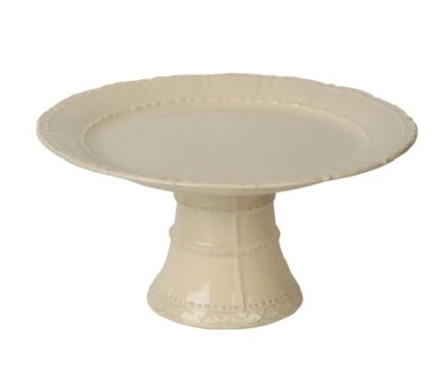 Skyros Historia Footed Cake Plate Stand Parchment 13"