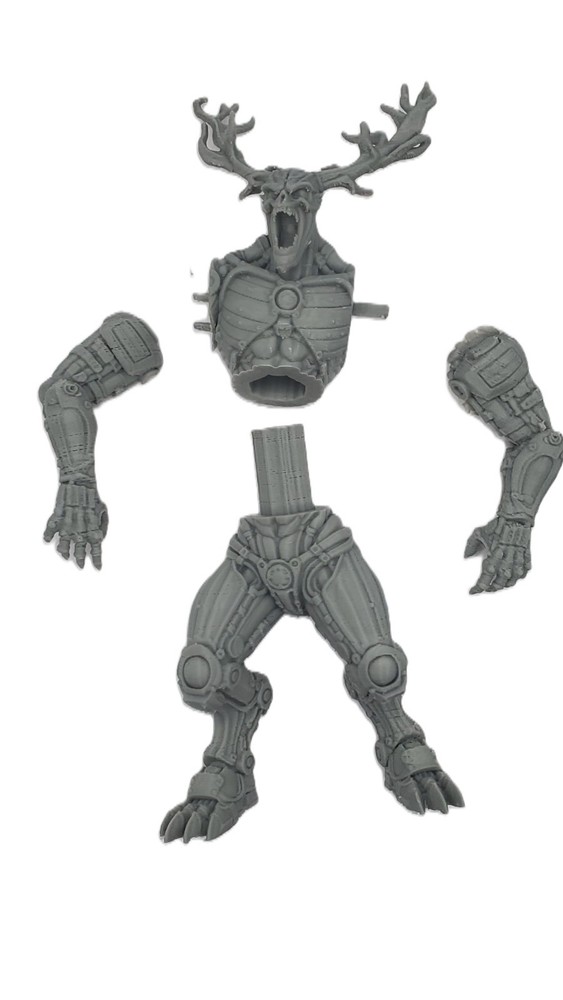 Steampunk Wendigo 3D Printed Figure 7in Grey Horror Statue