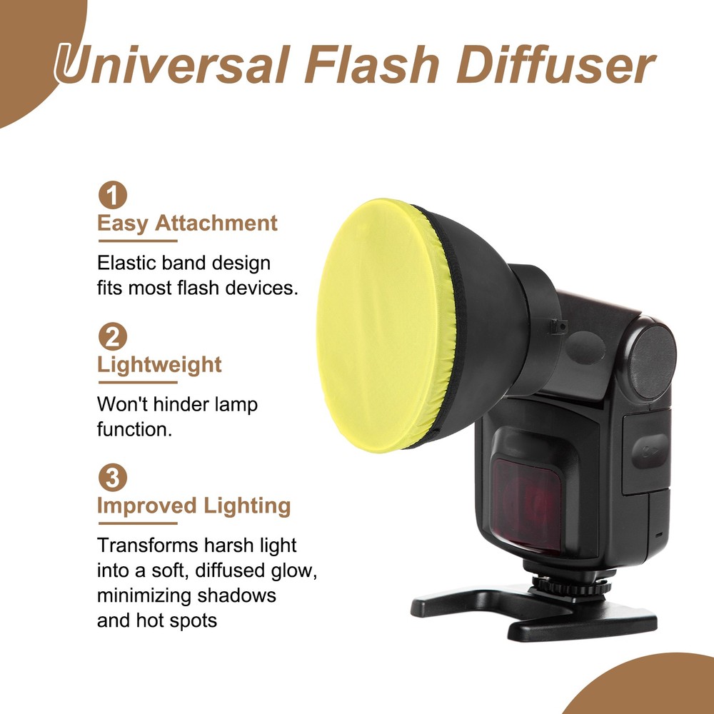 5pcs 6.3" x 6.3" Soft Mini Flash Bounce Diffuser Cap, for Flashlight, Yellow