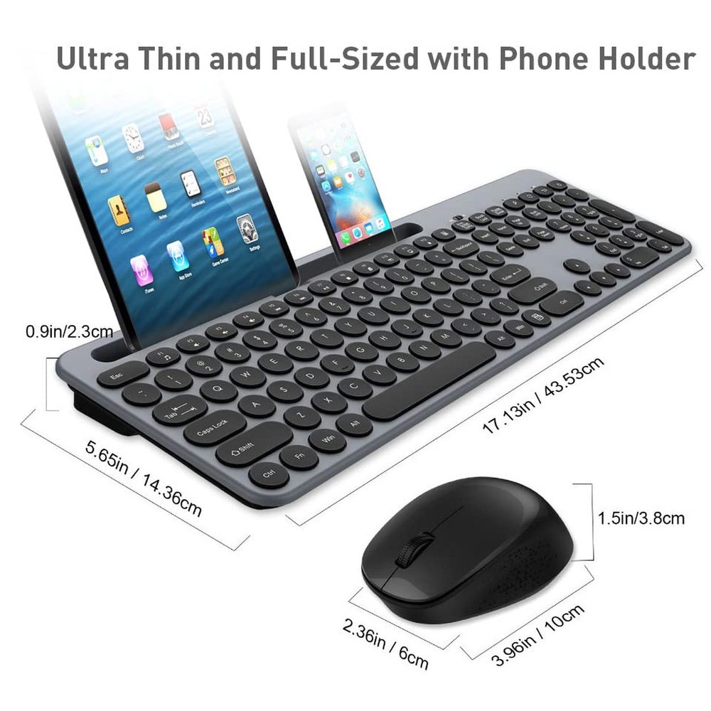 LeadsaiL Wireless Keyboard and Mouse Combo, Full-Sized Ergonomic Computer Key...
