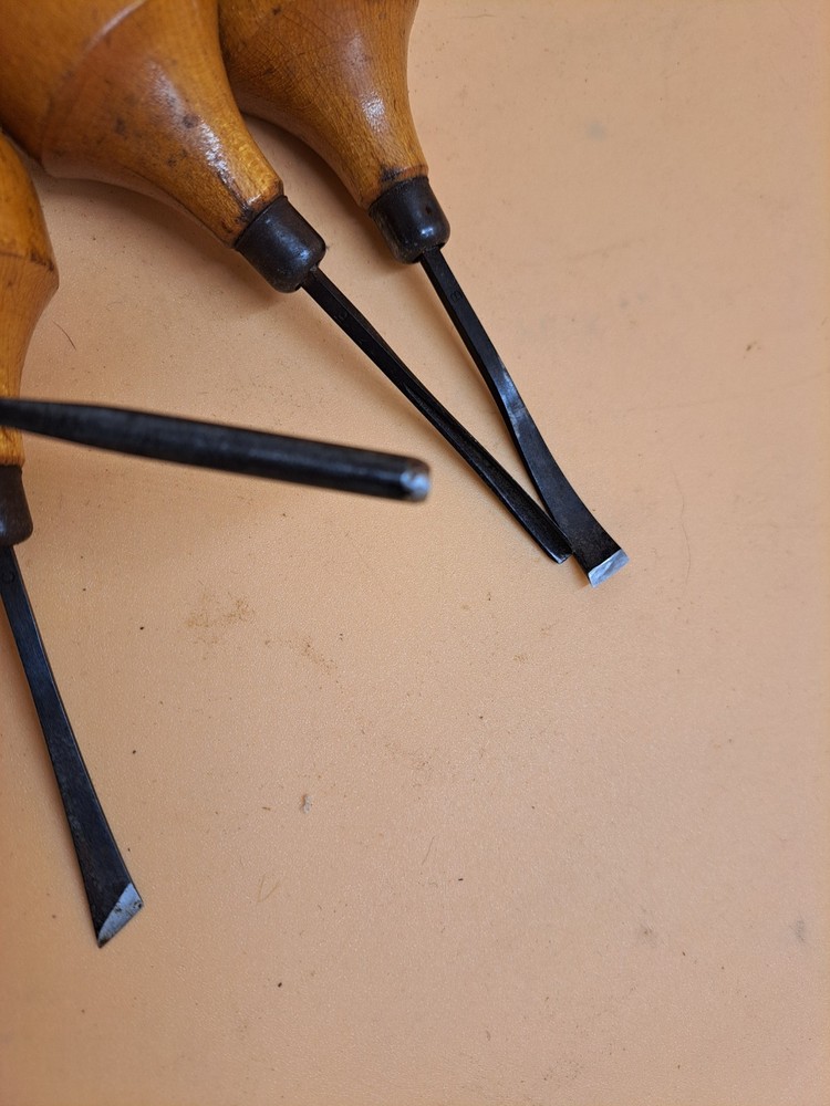 LOT 4x - Miller Falls Wood Carving Palm Gouges Chisels Knife Tool #BECF