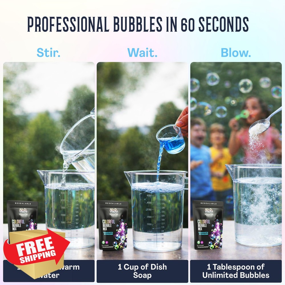 Bubble Powder Refill Mix 30 Gallons DIY Bubble Solution Kid Safe USA