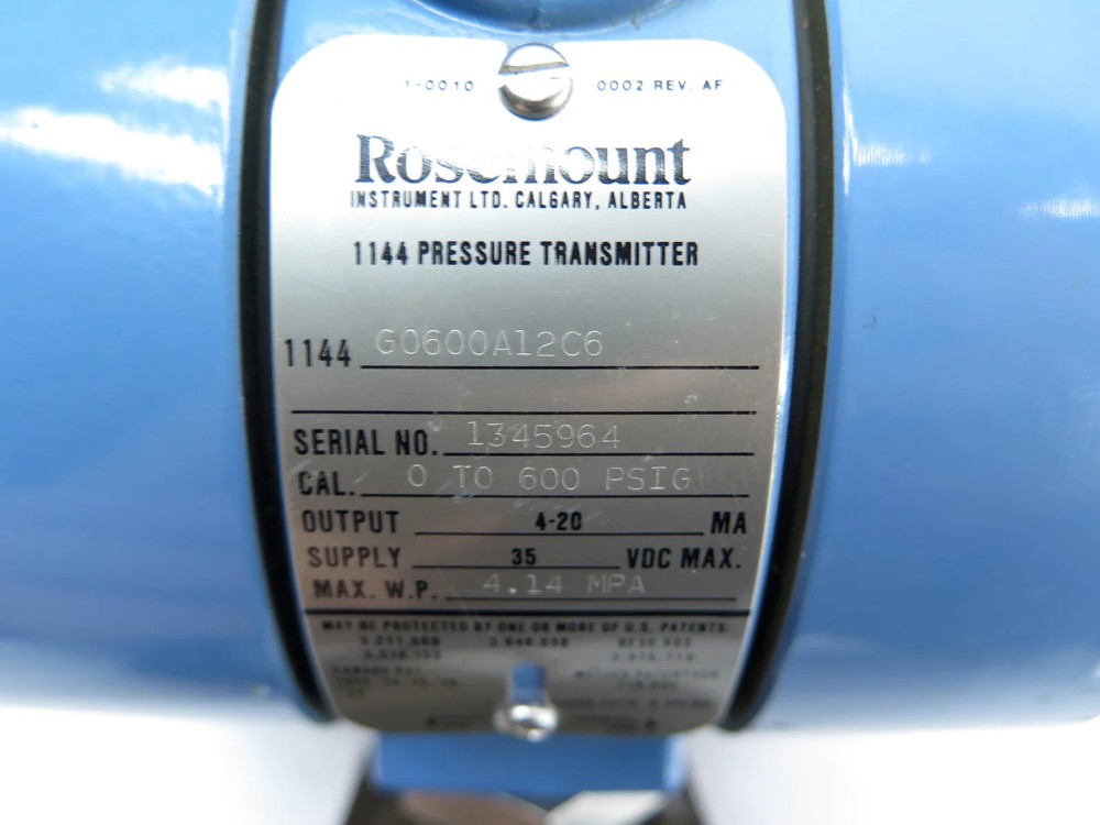 Rosemount 1144g0600A1206 Pressure Transmitter 600PSIG