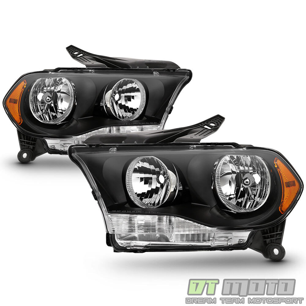 Black 2011 2012 2013 Dodge Durango Headlights Halogen Headlamps Model Left+Right