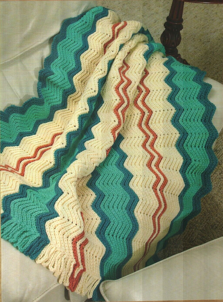 ARKADIA MOCK RIPPLE AFGHAN HOME DECOR CROCHET PATTERN INSTRUCTIONS