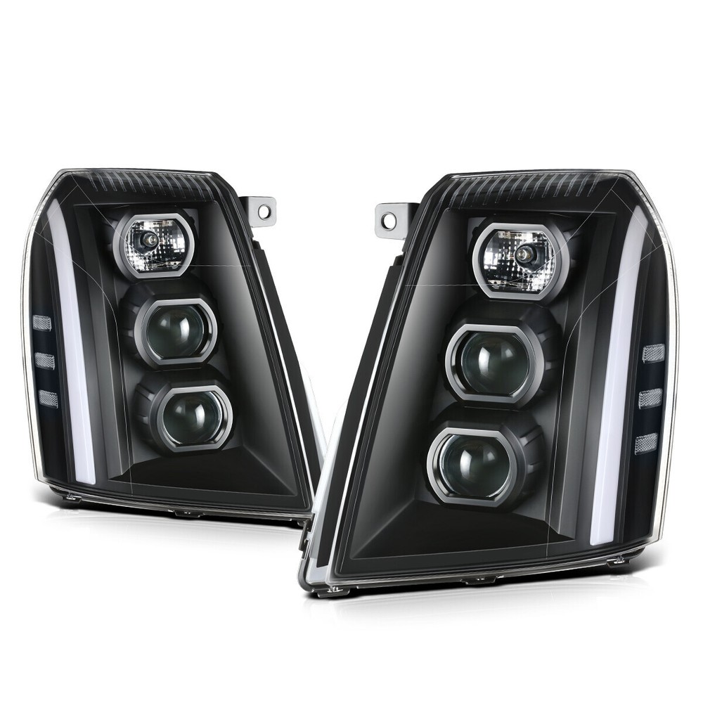 For 07-14 Cadillac Escalade ESV EXT LED Switchback Projector Headlights Black