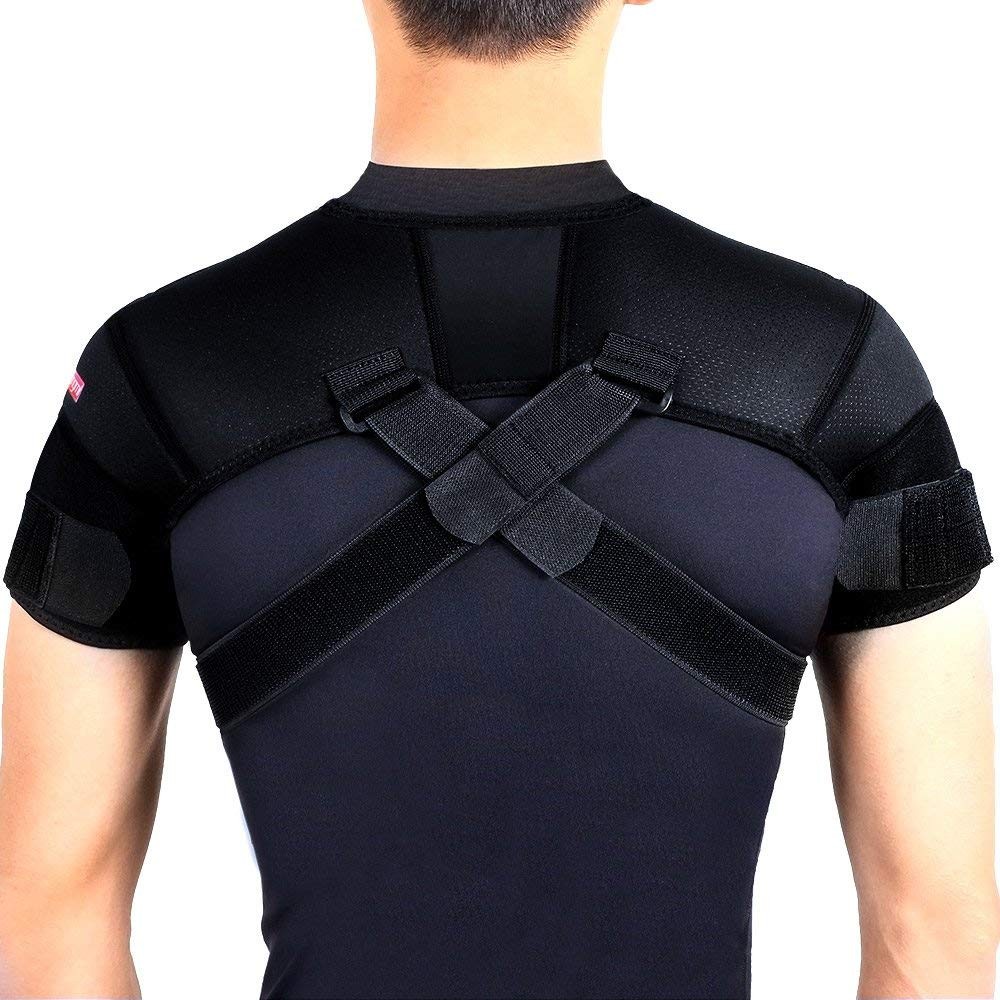 Kuangmi Double Shoulder Support Brace Strap Wrap Neoprene Protector XXL