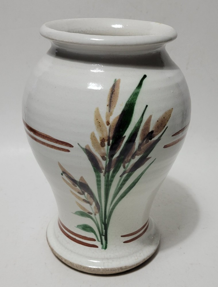 Signed Studio Pottery Art Vase Has With Floral Design