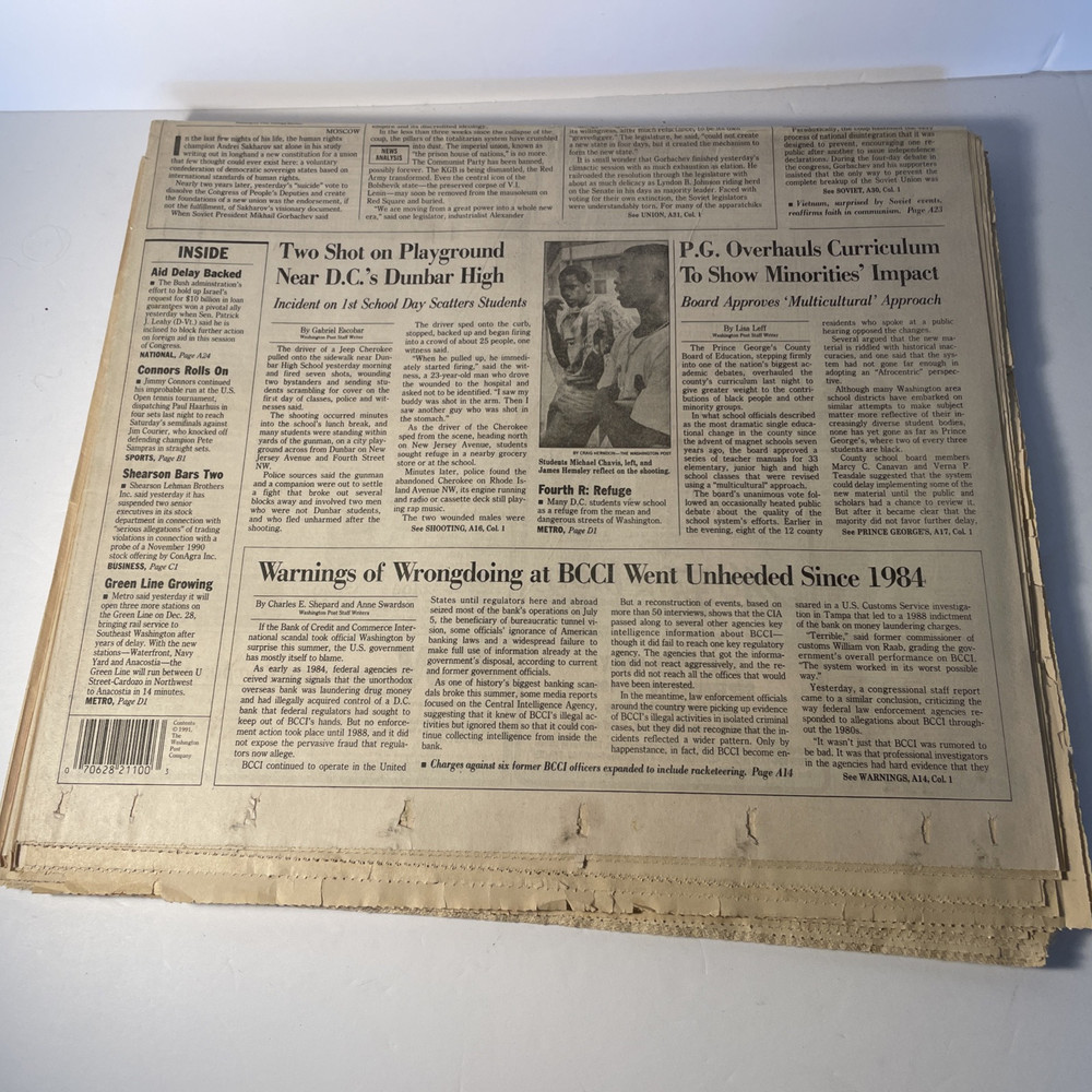 Washington Post 1991 Soviet Union Mikhail Gorbachev Newspaper Russia Complete
