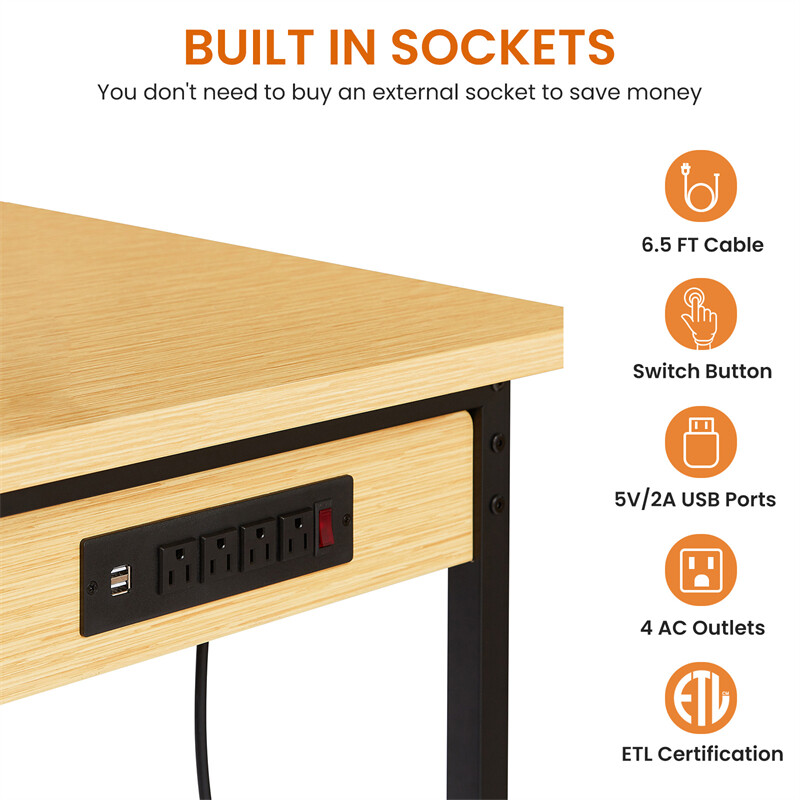 48''L Adjustable Workbench with pegboard Wooden Desktop Workbench 1600 lbs