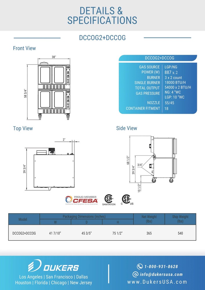 DCCOG2 Double Convection Oven
