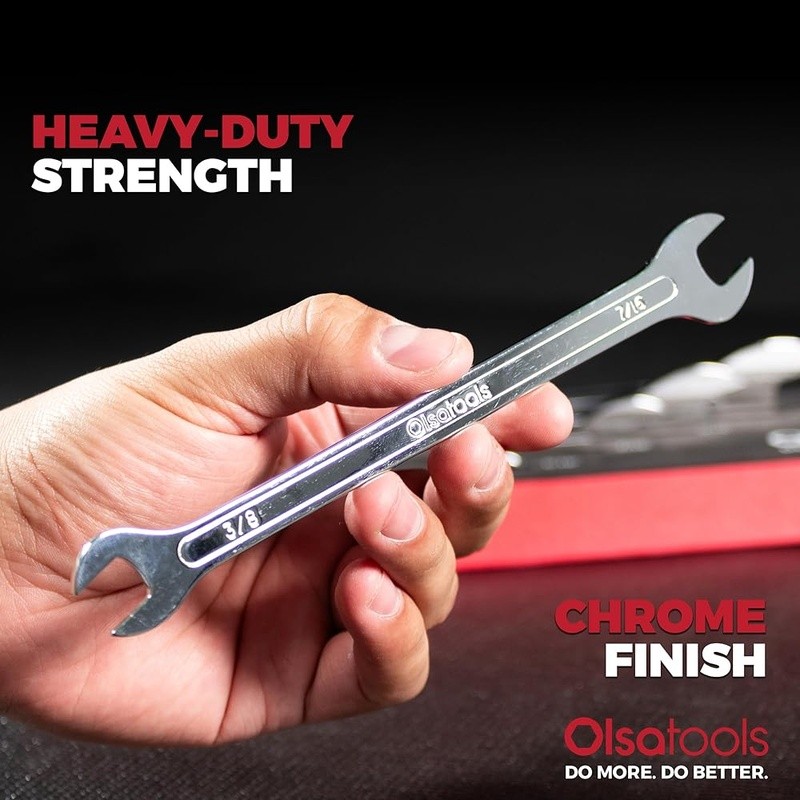 5PC Slim Profile Wrench Set SAE Dual Open End Flat Spanner Mechanics Tool New