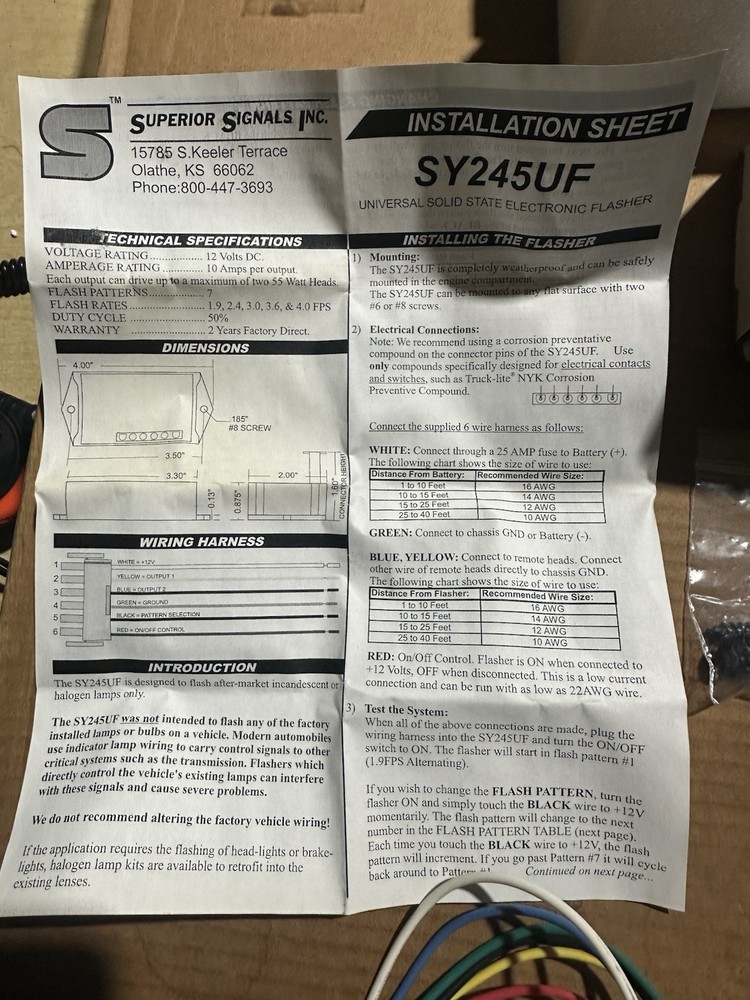 Sound off signal universal solid state flasher & 2 Amber multi pattern Light Kit