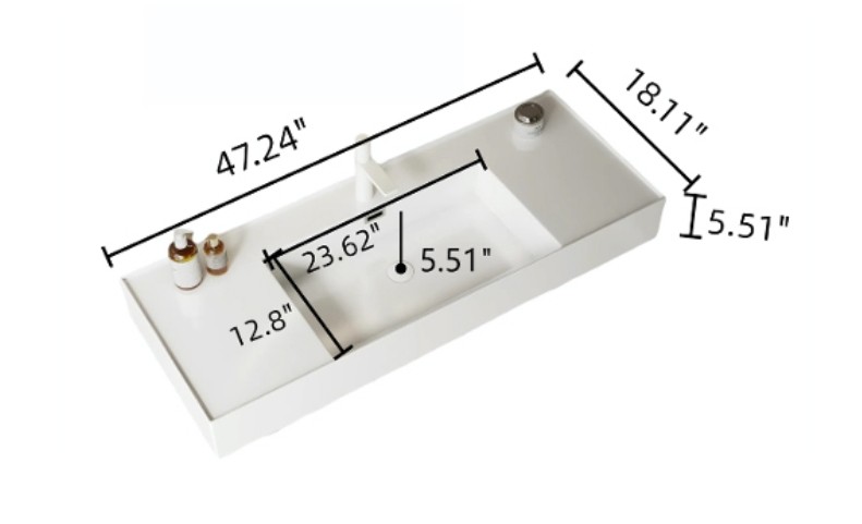LEDE 48" Bathroom Vanity with Vessel Sink, Wall-Mounted Floating White Rectang