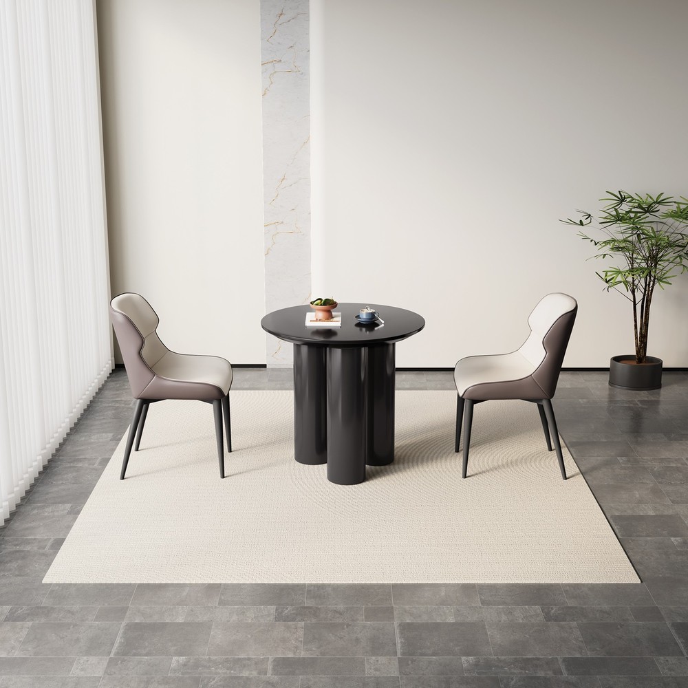 30" Round Dining Table Black Modern Kitchen Table Small Dining Room Table for 2