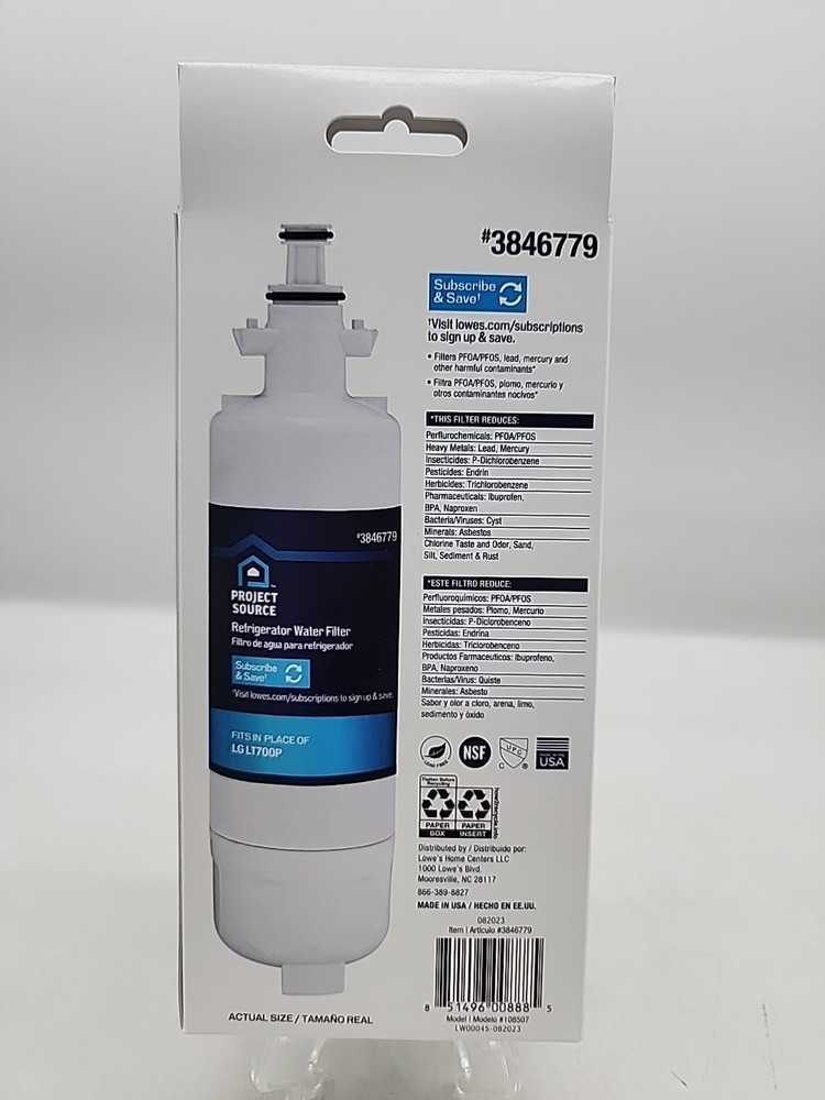 Project Source 2-Pack Refrigerator Water Filter #3846779 LG LT700P