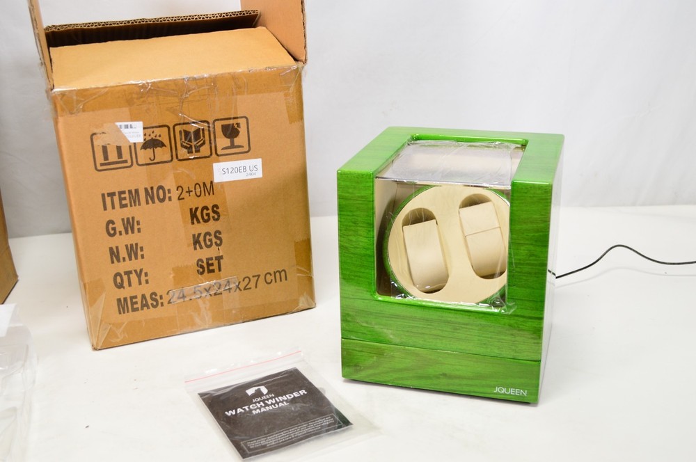 JQueen Green Wood Double Automatic Watch Winder