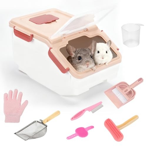 Extra Large Chinchilla Sand Bath Container Kit, Plastic Chinchilla Dust Pink