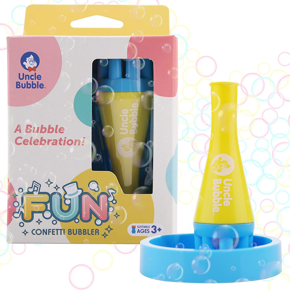Uncle Bubble Mini Bubble Blower - Non Toxic Plastic Confetti Bubbler