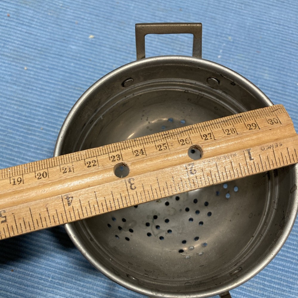 Vintage 4” Copper Colander Brass Handles & Claw Feet