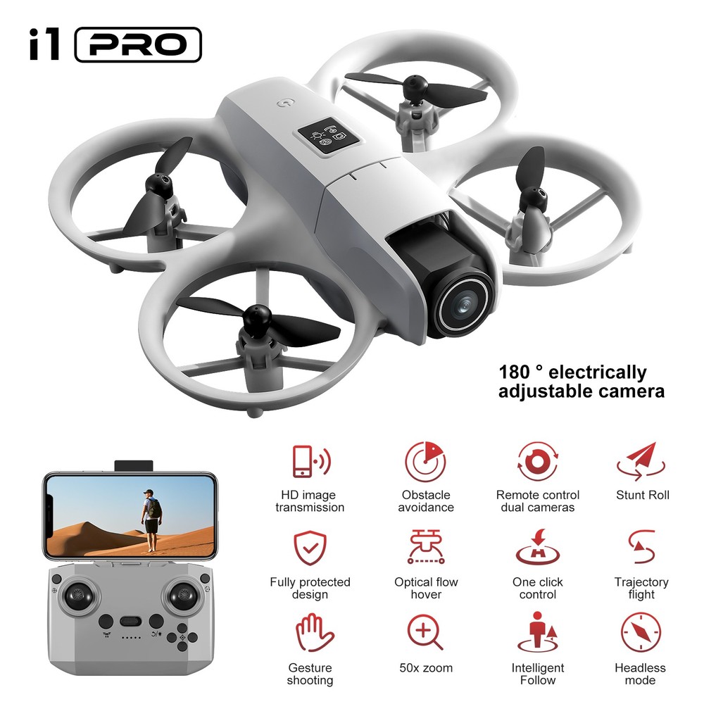 Mini RC Drone 4K Dual Cameras 180° Adjustable Camera Obstacle Avoidance 2Battery
