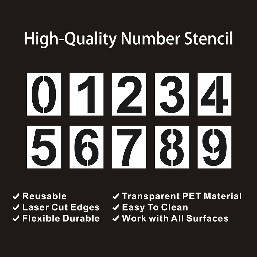 4-Inch Reusable Plastic Number Stencils for Creative DIY Projects