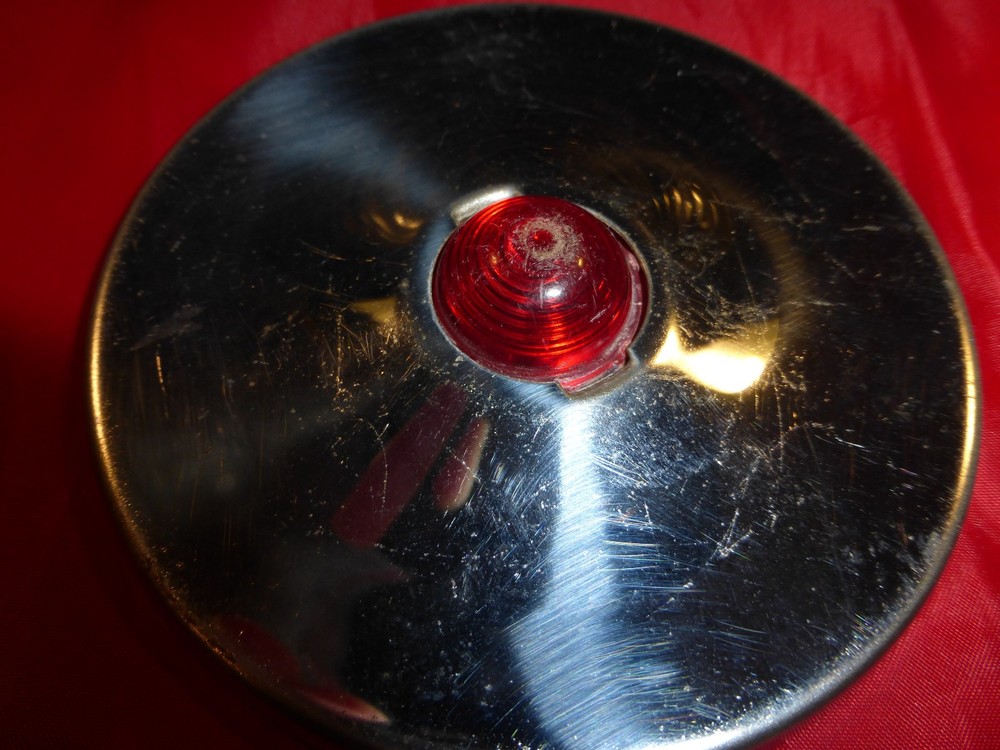 Vintage Red Reflector Bicycle Hub Caps Covers