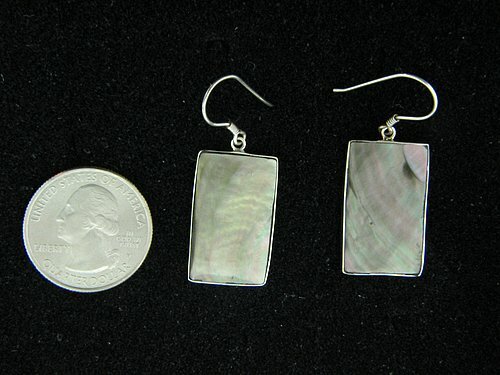 Abalone Wire Rectangular Wire Earrings in Sterling Silver